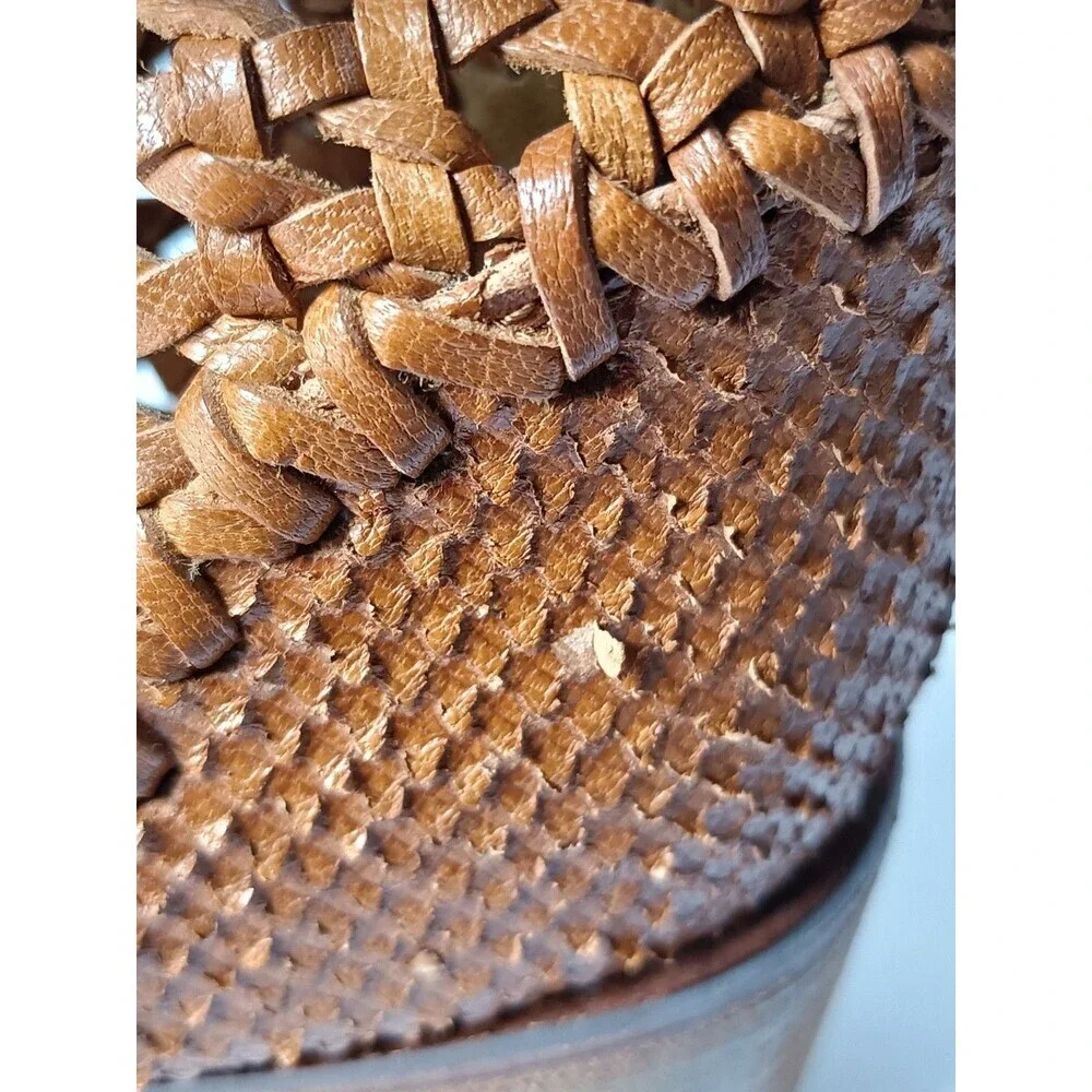 Free People In The Loop Woven Brown Leather Western Ankle Boots Women's Size 10 - Picture 10 of 13